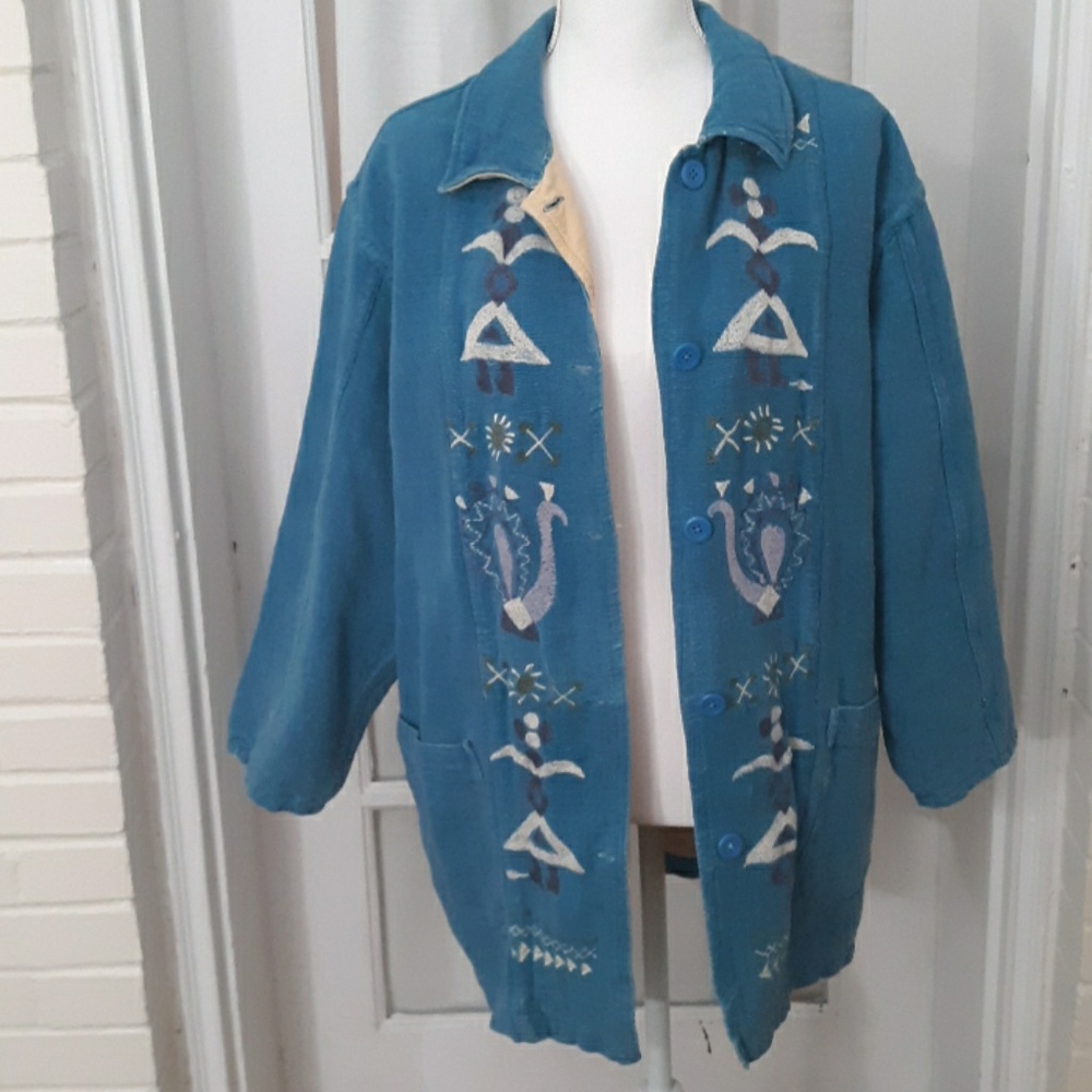 Vintage Embroidered Krishna Jacket Boho XL